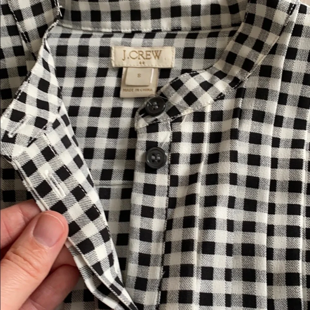 J.Crew Black & White Gingham Blouse